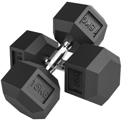 Homcom 2x15kg rubber hex - homcom,