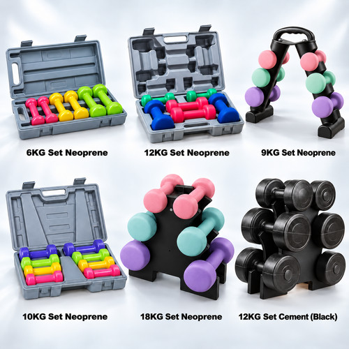 Neoprene hex dumbbell set - hex, with