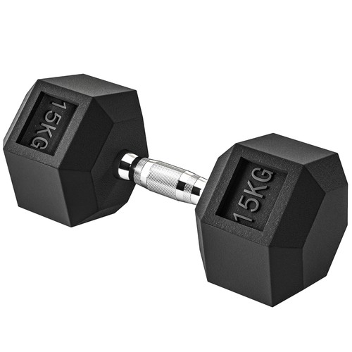 Homcom 15kg single rubber hex - 15kg,