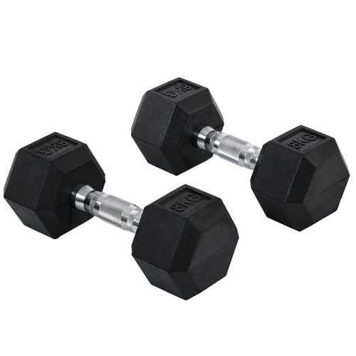 Hex dumbbells 2x8kg kit - hex,