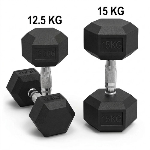 Hex dumbbells cast iron rubber - hex,