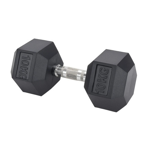 10kg rubber hex dumbbell ergo - hex,