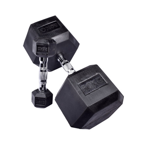 Exersci rubber hex dumbbells - exersci,