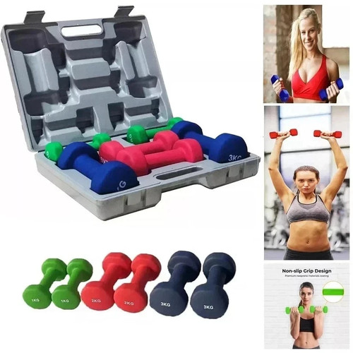 Neoprene dumbbell set 12kg - neoprene,