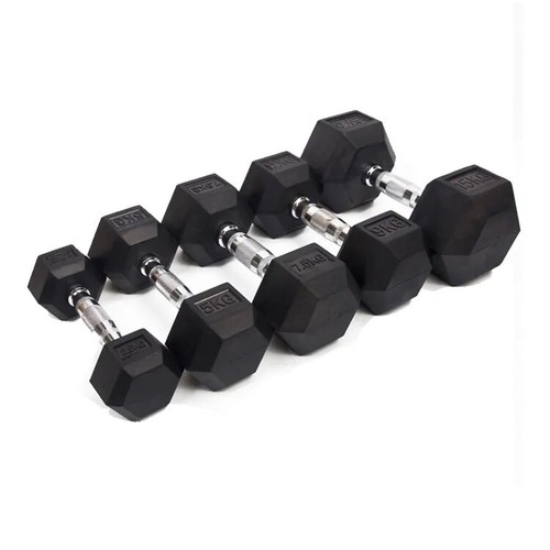Hex dumbbells pairs - hex, rubber