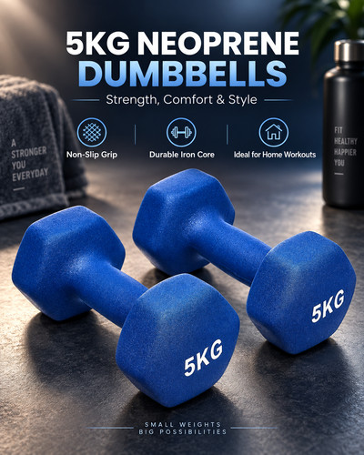 5kg neoprene dumbbells pair - 5kg,