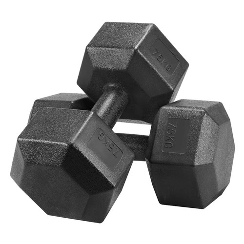 Dumbbells 5kg pair - 7.5kg, hex